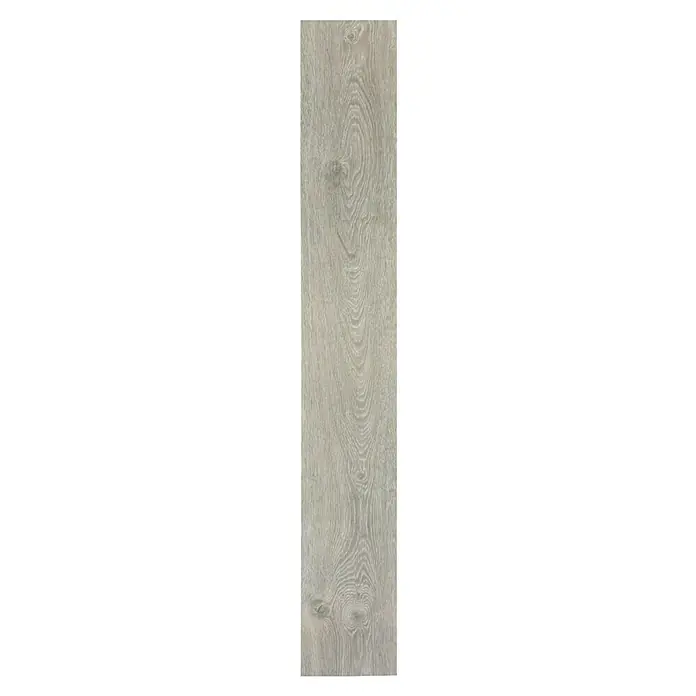 Suelo vinílico autoadhesivo Gris medio - 91,4 cm x 15,2 cm x 2 mm, Gris - Tabla de suelo laminado en tonos claros con un distintivo patrón de vetas de madera para un espacio habitable moderno.