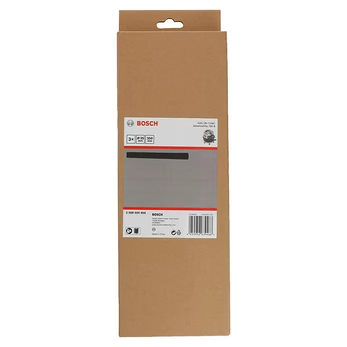 Bosch Saugrohr - 3 Stk., Durchmesser: 35 mm - Schwarzer Bosch Staubsaugerschlauch (3x, Ø35mm, 350mm) in braunem Karton.