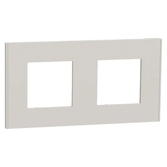 Schneider Electric New Unica Marco - Gris cava, Modelo de mecanismos: x 2, Plástico, Instalar - Marco doble blanco para interruptores de luz, una adición elegante y minimalista a cualquier decoración interior moderna.