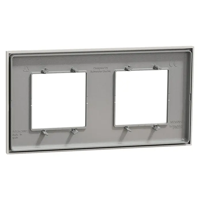 Schneider Electric New Unica Marco - Gris cava, Modelo de mecanismos: x 2, Plástico, Instalar - El Schneider Electric NU6004 es un marco doble, fabricado en España, ideal para instalaciones eléctricas y diseño moderno.