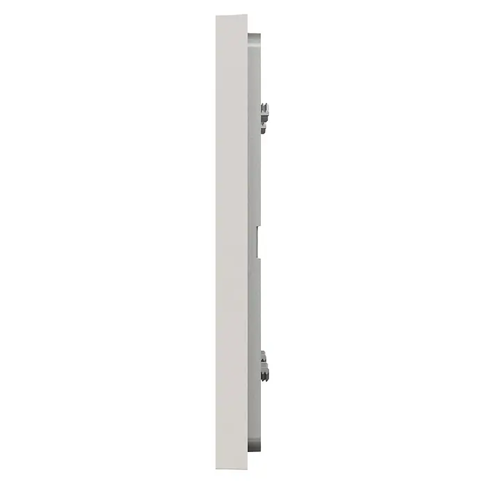 Schneider Electric New Unica Marco - Gris cava, Modelo de mecanismos: x 2, Plástico, Instalar - Vista lateral de una lámpara de pared blanca con soporte plateado. Ideal para interiores modernos e iluminación elegante.