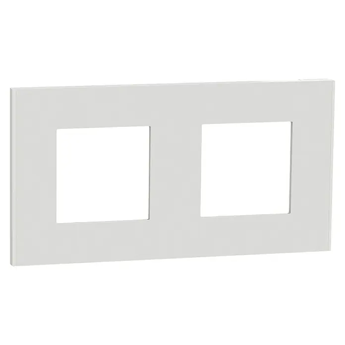 Schneider Electric New Unica Marco - Blanco, Modelo de mecanismos: x 2, Plástico, Instalar - Placa de pared blanca de doble marco para interruptores y enchufes, ideal para instalaciones eléctricas elegantes en casa.