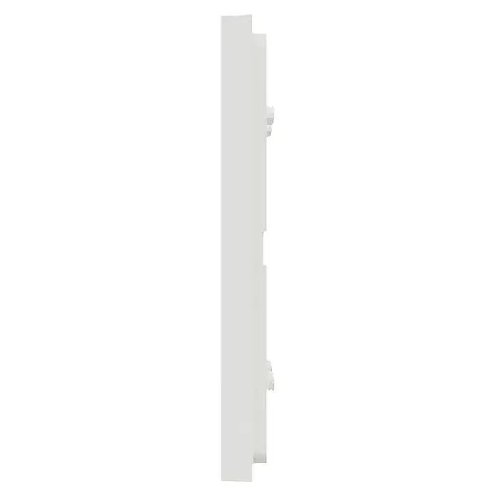 Schneider Electric New Unica Marco - Blanco, Modelo de mecanismos: x 2, Plástico, Instalar - Primer plano de un carril DIN blanco con múltiples recortes, un accesorio esencial para instalaciones eléctricas.