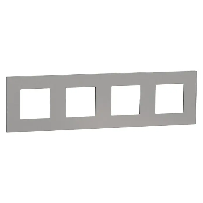 Schneider Electric New Unica Marco - Gris, Modelo de mecanismos: x 4, Plástico, Instalar - Placa de interruptor múltiple de metal para cuatro interruptores/enchufes, un diseño elegante para modernizar el interior.