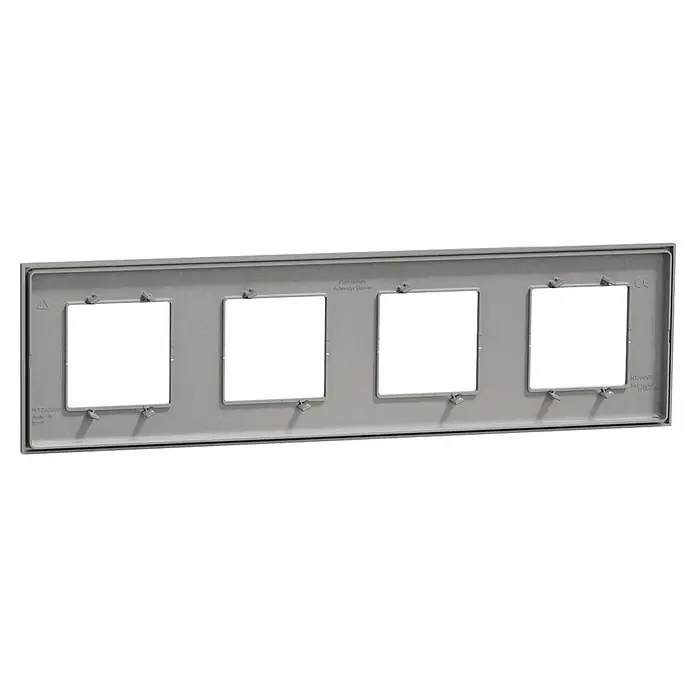 Schneider Electric New Unica Marco - Gris, Modelo de mecanismos: x 4, Plástico, Instalar - Esta cubierta de Schneider Electric cuenta con cuatro recortes para instalaciones modulares, perfecta para diversas configuraciones eléctricas.