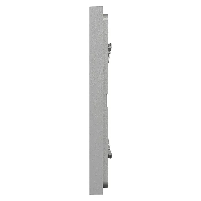 Schneider Electric New Unica Marco - Gris, Modelo de mecanismos: x 4, Plástico, Instalar - Vista lateral de un producto gris rectangular con un lado escalonado, ideal para presentaciones o modelado.