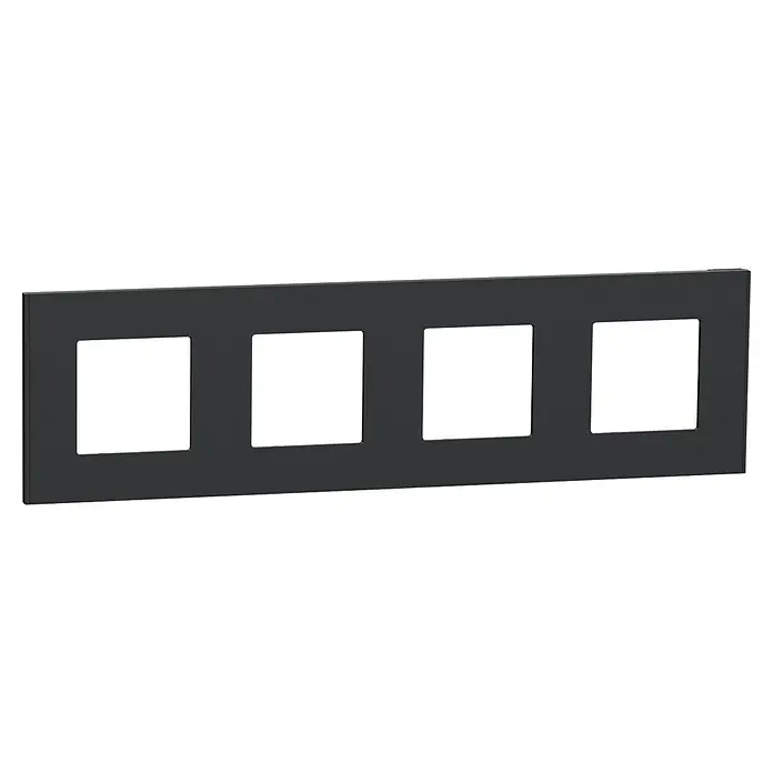 Schneider Electric New Unica Marco - Gris antracita, Modelo de mecanismos: x 4, Plástico, Instalar - Placa de cubierta cuádruple negra para interruptores y enchufes para un montaje en pared elegante, diseño robusto y duradero.