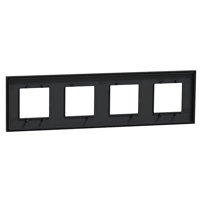 Schneider Electric New Unica Marco - Gris antracita, Modelo de mecanismos: x 4, Plástico, Instalar - Marco negro con cuatro huecos cuadrados para inserciones modulares. Ideal para interruptores, enchufes o unidades de datos.
