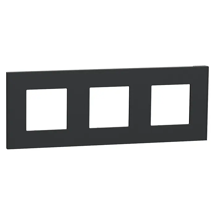 Schneider Electric New Unica Marco - Gris antracita, Modelo de mecanismos: x 3, Plástico, Colocar - Placa de pared negra triple para enchufes o interruptores. Ideal para un diseño interior moderno y fácil instalación.
