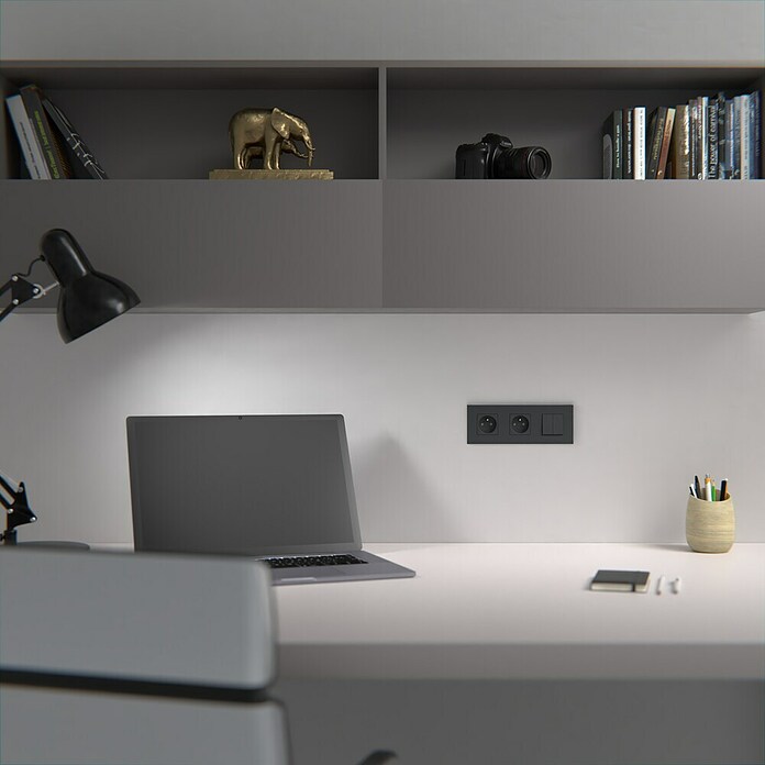 Schneider Electric New Unica Marco (Gris cava, Modelo de mecanismos: x 3, Plástico, Ubicar) | BAUHAUS