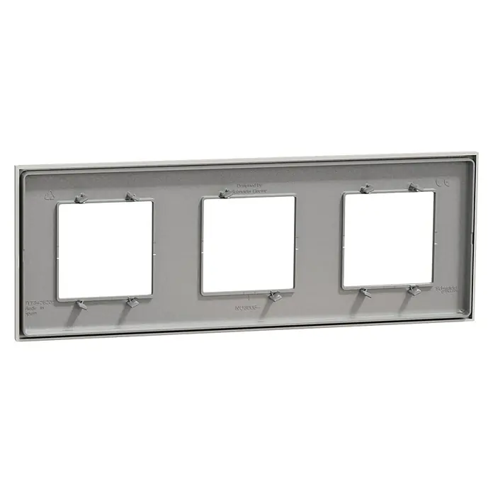 Schneider Electric New Unica Marco - Gris cava, Modelo de mecanismos: x 3, Plástico, Colocar - Marco triple para interruptores y enchufes de Schneider Electric, robusto y de ajuste perfecto para una fácil instalación de instalaciones eléctricas.