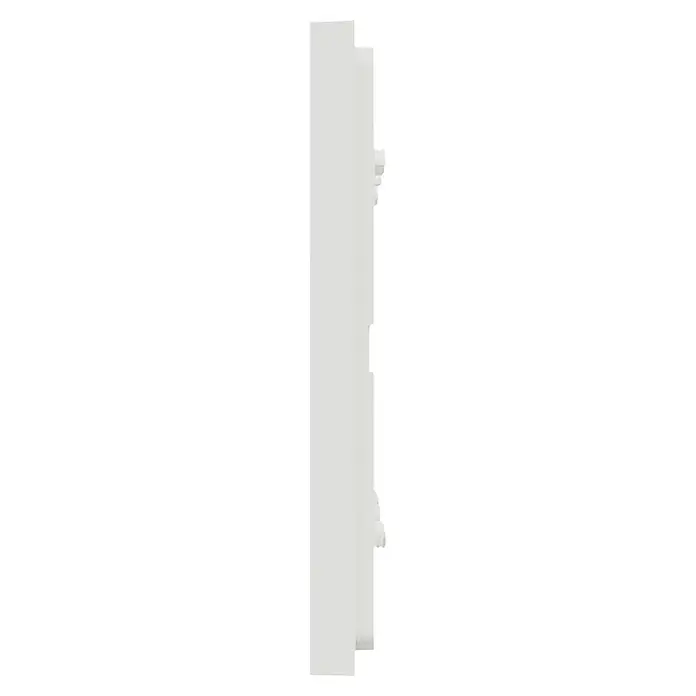 Schneider Electric New Unica Marco - Blanco, Modelo de mecanismos: x 3, Plástico, Colocar - Primer plano de un interruptor blanco con elementos decorativos, ideal para interiores elegantes y diseños modernos.