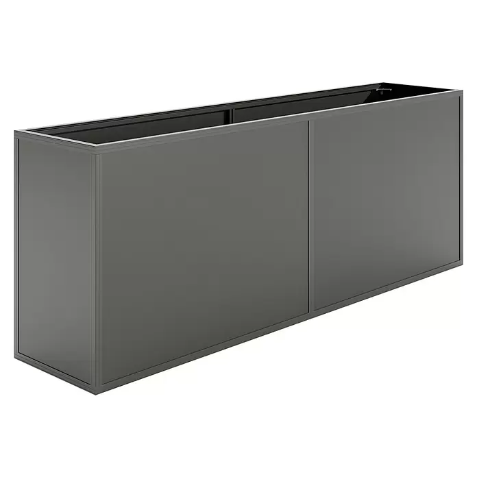 KGT Hochbeet - 2,05 x 0,45 x 0,77 m, Aluminium, Anthrazit - Langgezogener, rechteckiger Pflanzkübel in Anthrazit mit offener Oberseite und zwei Frontplatten.