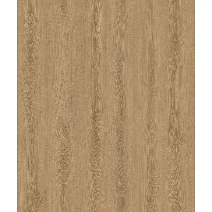 Oknum Suelo vinílico SPC Honey Oak - 1.220 x 182 x 5 mm, Honey Oak - Primer plano de alta resolución de una superficie de madera con vetas finas y tonos cálidos y naturales.