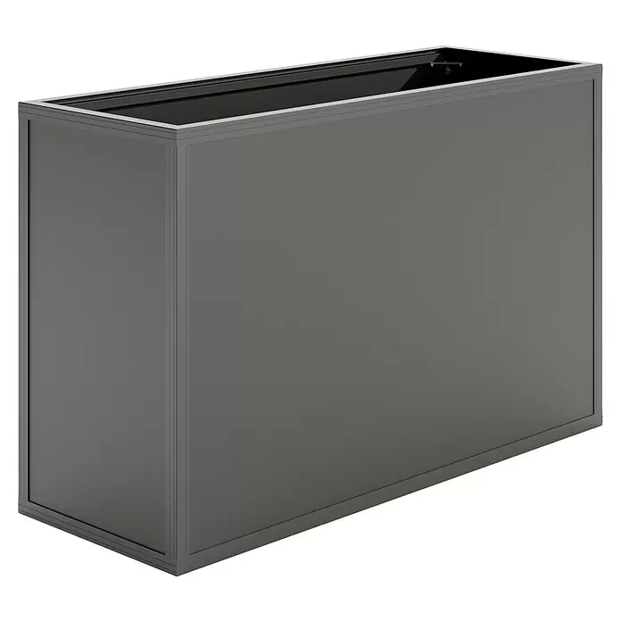 KGT Hochbeet - 1,21 x 0,45 x 0,77 m, Aluminium, Anthrazit - Dunkelgrauer rechteckiger Metall-Pflanzkübel mit offener Oberseite.