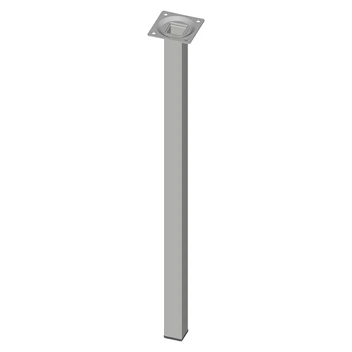 Element System Pata para muebles - L x An x Al: 2,5 x 2,5 x 50 cm, Capacidad de carga: 30 kg, Acero, Gris - Pata de mesa rectangular plateada con placa de montaje para una fácil fijación y un soporte estable.