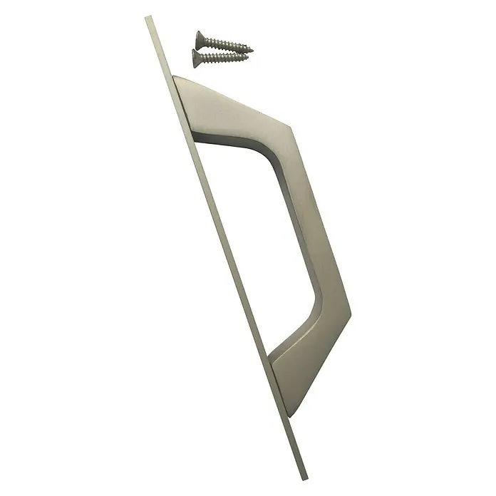 Cerradura para puertas y ventanas con base - Plateado - Un moderno juego de manija para puerta corredera plateada con dos tornillos para una fácil instalación, ideal para interiores contemporáneos.