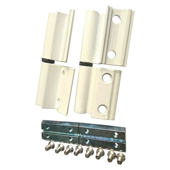 Bisagra con 3 hojas - Blanco, 2 ud. - Juego de herrajes blancos para ventanas con bisagras y tornillos. Contiene todas las piezas para reparación o reemplazo.