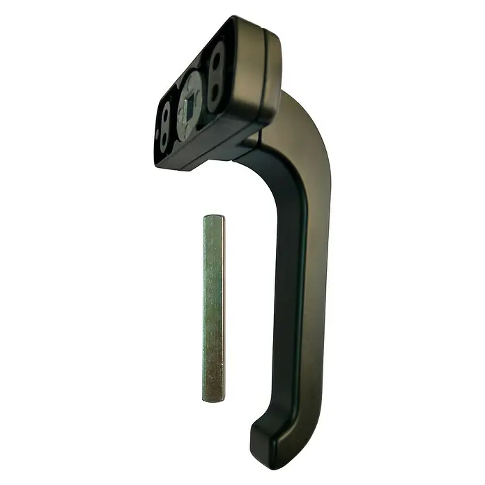 Manilla para ventana - Largo: 100 mm, Apertura según normativa: Izquierda/Derecha, Negro - Maneta de ventana con cuadradillo, ideal para ventanas y puertas de balcón. Diseño robusto para una funcionalidad duradera.