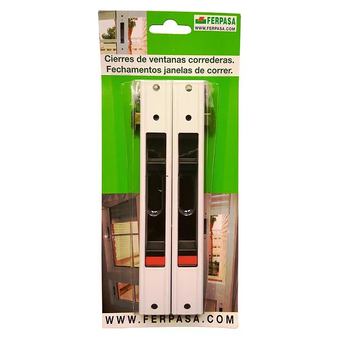 Cerradura para puertas y ventanas 81038 - Blanco - Cierres blancos Fersapa para ventanas correderas para un cierre seguro. Ideal para uso diario.