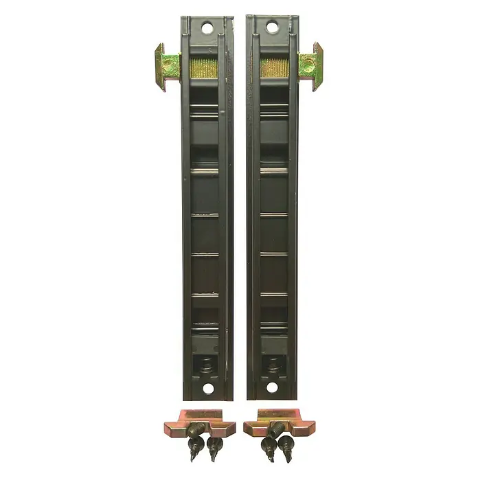 Cerradura para puertas y ventanas 81044 - Negro - Imagen del producto de guías de ventanas negras con tornillos para una fácil instalación.