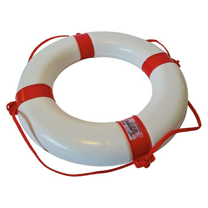 Flotador salvavidas (Blanco/Rojo, Diámetro exterior: 60 cm, Diámetro interior: 35 cm)