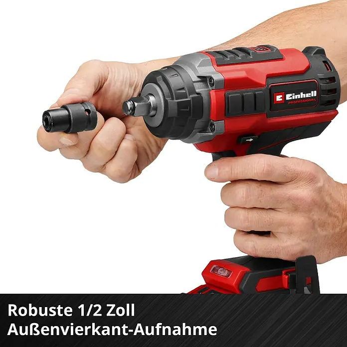 Einhell Professional Power X-Change 18V Akku-Schlagschrauber IMPAXXO 18/450 - 18 V, Ohne Akku, 450 Nm - Akku-Schlagschrauber von Einhell Professional mit robustem 1/2 Zoll Außenvierkant-Aufnahme für kraftvolles Schrauben und Lösen von Muttern.