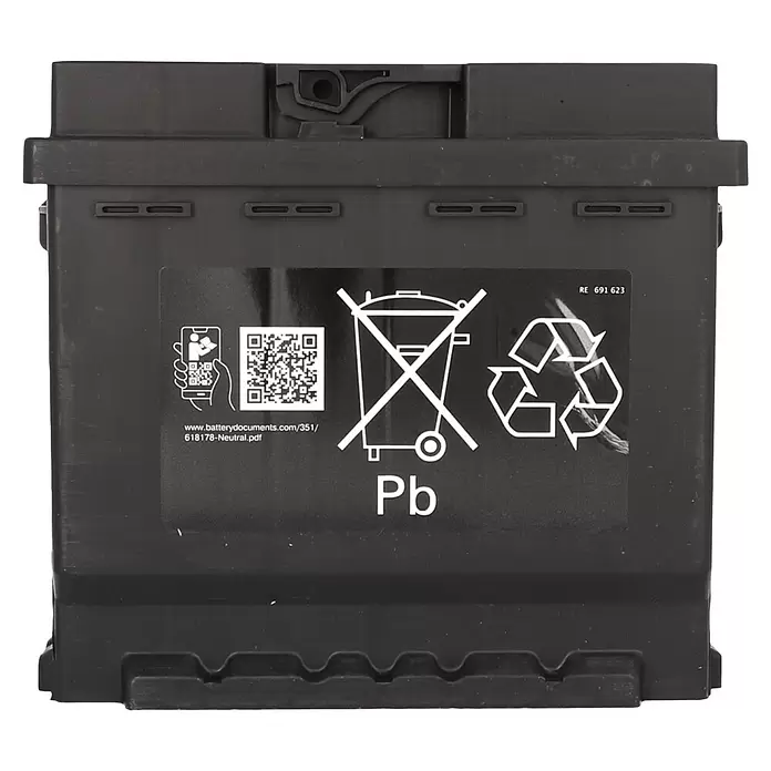 Cartec Autobatterie Power SLI 52 AH 470A - 52 Ah, 12 V - Schwarze Autobatterie mit Etiketten für Bleigehalt (Pb), Recycling und fachgerechte Entsorgung, plus QR-Code.