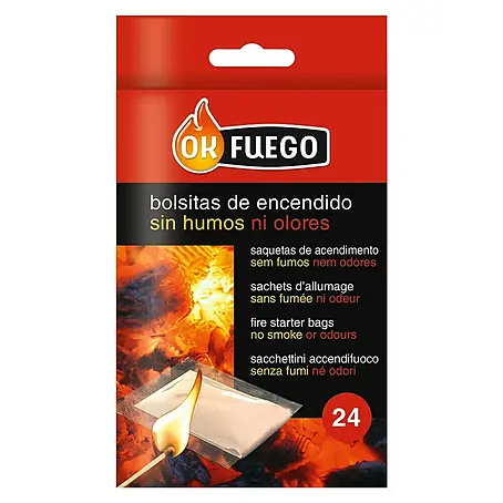 Ok Fuego  Material para el encendido de barbacoas bolsitas