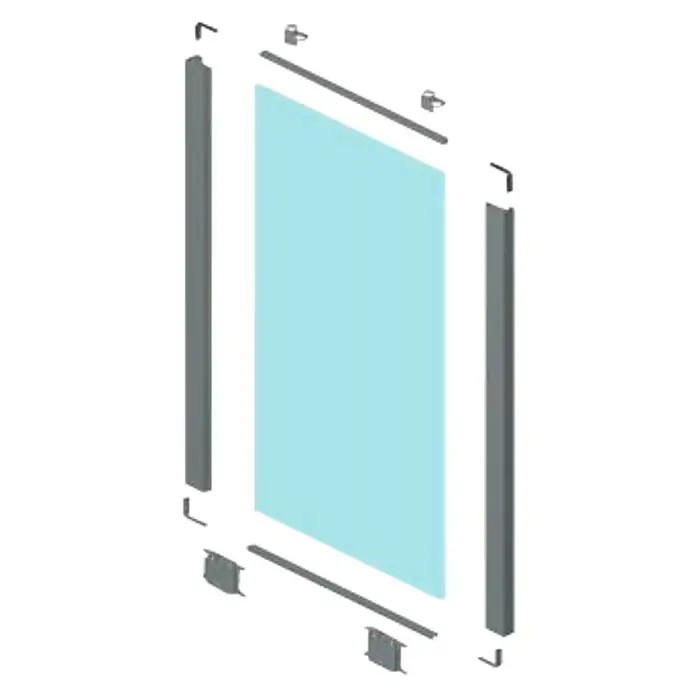 Adinor Herraje para puerta corredera de armario GSO-GI70 - Largo: 200 cm, Plateado - Ilustración de una mampara de ducha con herrajes y marco, mostrando sus componentes y montaje para mayor claridad.