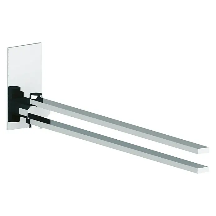 Aquasanit Toallero de barra - 2 brazos, Brillante - Toallero metálico con dos brazos para colgar toallas en el baño o aseo de invitados con un acabado metálico brillante.