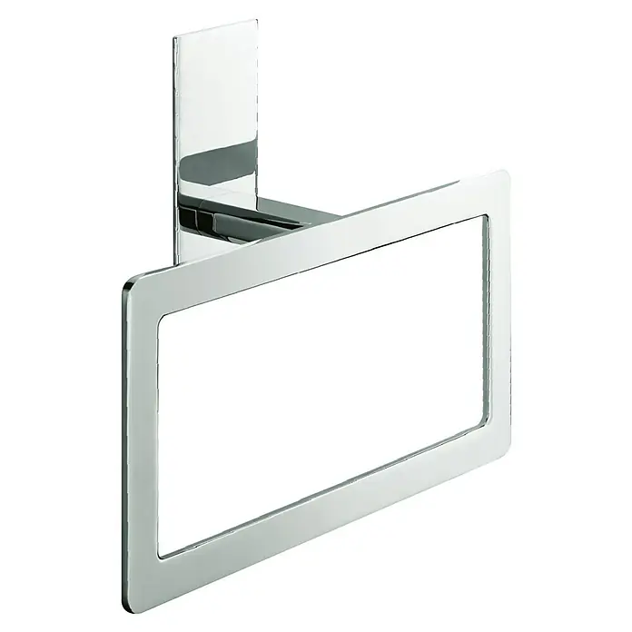 Aquasanit Toallero de anilla - Ancho: 22 cm, Brillante - Toallero de cromo moderno para montaje en pared de baño. El toallero es un accesorio elegante para cualquier baño o aseo.