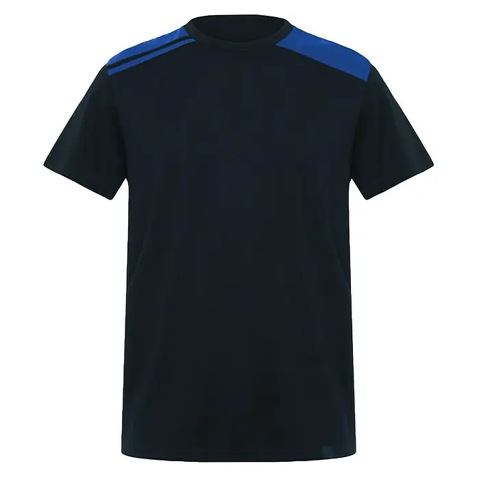 Camiseta Expedition - S, Azul/Royal, 60% algodón / 40% poliéster - Camiseta azul marino de manga corta con detalles azules en los hombros, perfecta para un look casual o de trabajo.