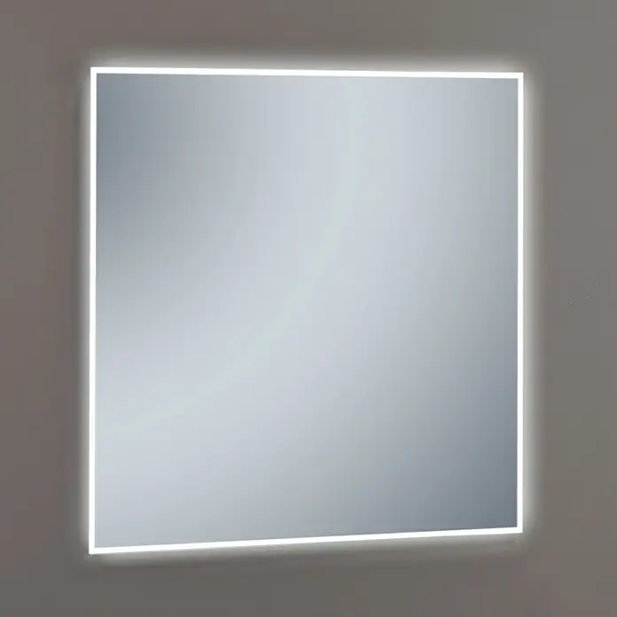 Camargue Espejo con luz Shira - An x Al: 80 x 80 cm - Espejo cuadrado con marco LED. Ideal para baños modernos, este espejo ofrece iluminación elegante y reflejo claro.