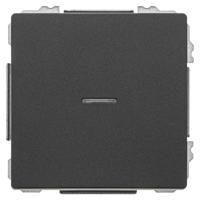Siemens Delta Style Wechselschalter mit Glimmlampe SIE044394 - Anthrazit Cosso, Glänzend, Unterputzmontage, 10 A - Dunkelgraues, mattes Elektro-Schaltermodul mit kleiner horizontaler Anzeige, zur Wandmontage.