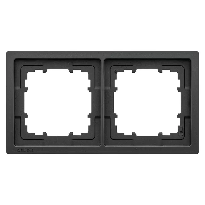 Siemens Delta Style Abdeckrahmen SIE044509 - Anthrazit Cosso, 2-fach, Kunststoff, Schrauben - Dunkelgrauer Siemens Doppel-Installationsrahmen mit zwei Öffnungen für Schalter oder Steckdosen.