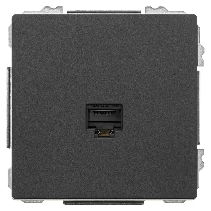 Siemens Delta Style Netzwerk-Anschlussdose RJ45 SIE044455 - Anthrazit Cosso, Glänzend, 1 Stk. - Dunkelgraue Anthrazit Einzel-Netzwerkdose (RJ45) mit Metallrahmen, zur Datenverbindung.