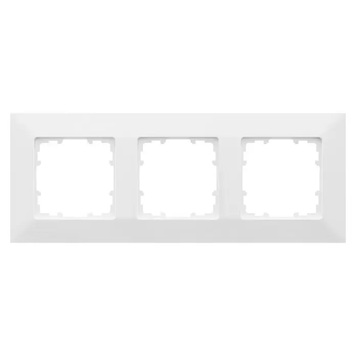 Siemens DELTA Mega Abdeckrahmen SIE044196 - Polar Weiß, 3-fach, Kunststoff, Schrauben - Weißer Dreifachrahmen für Schalter oder Steckdosen, mit Siemens-Logo.