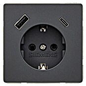 Siemens Delta Style Enchufe con USB (Antracita, Brillante, Plástico, Montaje enrasado) | BAUHAUS