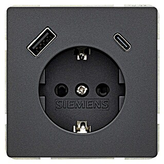 Siemens Delta Style Enchufe con USB (Antracita, Brillante, Plástico, Montaje enrasado)