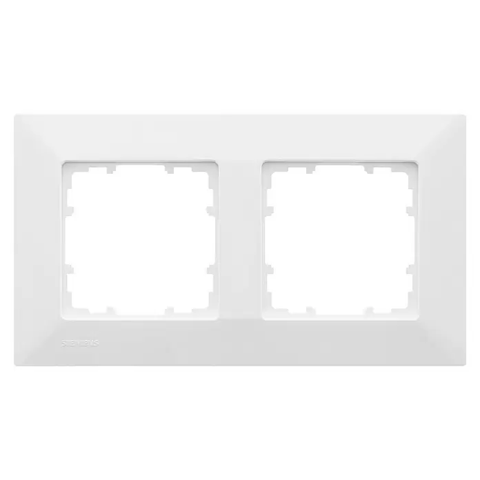 Siemens DELTA Mega Abdeckrahmen SIE044189 - Polar Weiß, 2-fach, Kunststoff, Schrauben - Weißer Kunststoff-Doppelrahmen für zwei Elektroeinsätze, Marke Siemens.