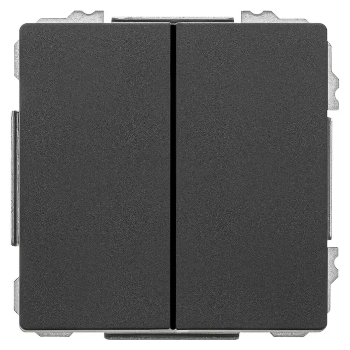 Siemens Delta Style Doppelwechselschalter SIE044387 - Anthrazit Cosso, Glänzend, Unterputzmontage, 10 A - Strukturierter dunkelgrauer Zweifach-Lichtschalter.