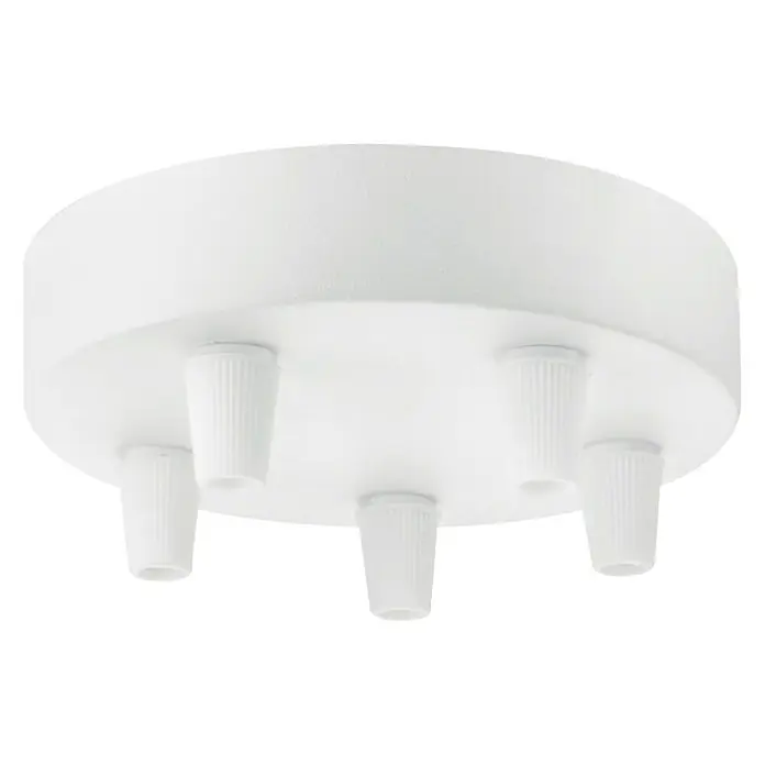 Home Sweet Home Lampenbaldachin - 5-fach, Weiß, Metall, 12 cm - Weiße Deckenrosette mit fünf Anschlüssen für Pendelleuchten, ideal für individuelle Lichtinstallationen.