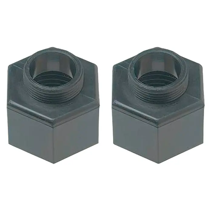 Boquilla de conexión macho - hembra - Dimensión conexión: ½″, 2 ud. - Dos conexiones de tubería de plástico negro con rosca interna para aplicaciones de plomería en un paquete doble.