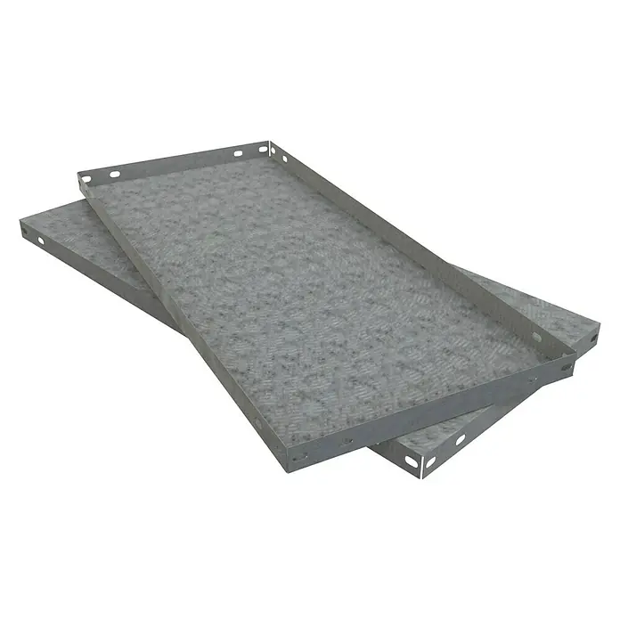 Simonrack Simonclassic FachbodenB x T x H: 50 x 110 x 3,5 cm, Metall, Silber - Zwei übereinanderliegende, robuste Metallböden mit geriffelter Oberfläche und erhöhten Rändern. Ideal für Lagerung und Transport.