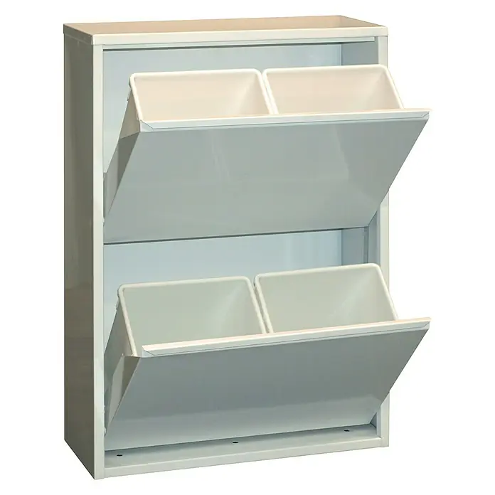 Simonrack Armario multiusos metálico - L x An x Al: 25 x 63 x 92 cm, Blanco - Un zapatero blanco con dos compartimentos basculantes para guardar zapatos. Diseño práctico y que ahorra espacio.
