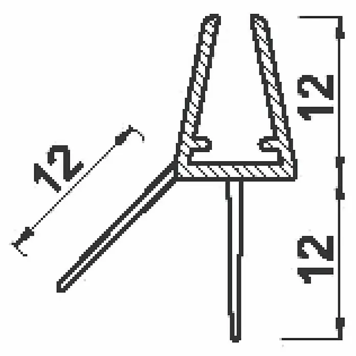 Perfil de sellado vierteaguas 4-5 - L x An x Al: 100 x 3 x 3 cm - Ilustración de un perfil con dimensiones. El perfil es de plástico y tiene una ranura. Las dimensiones se indican en milímetros.