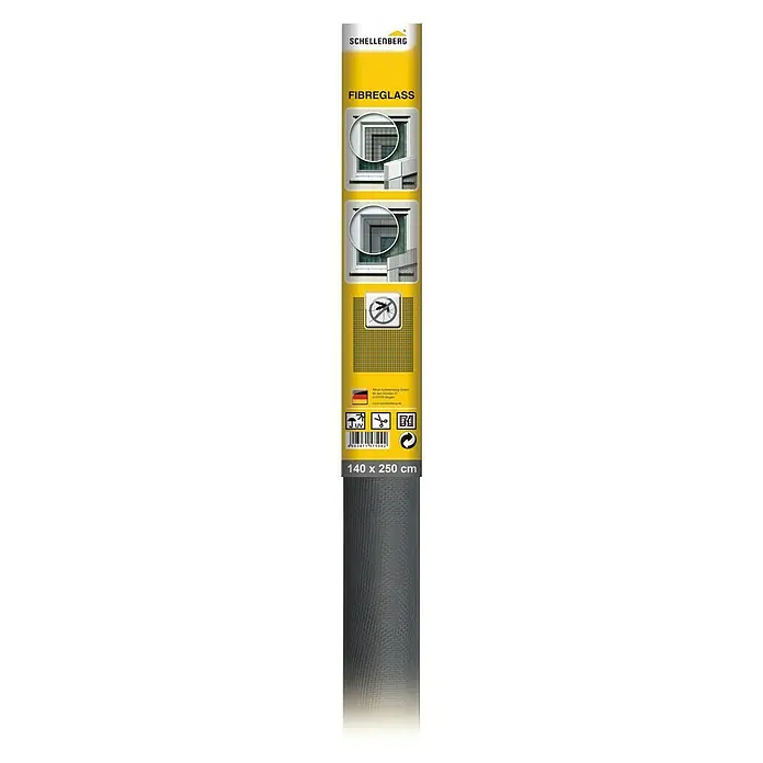 Schellenberg Rollo de fibra de vidrio - An x Al: 140 x 250 cm, Color red: Antracita - Mosquitera de fibra de vidrio Schellenberg, 140 x 250 cm, ofrece protección fiable contra insectos y es fácil de instalar, ideal para ventanas.