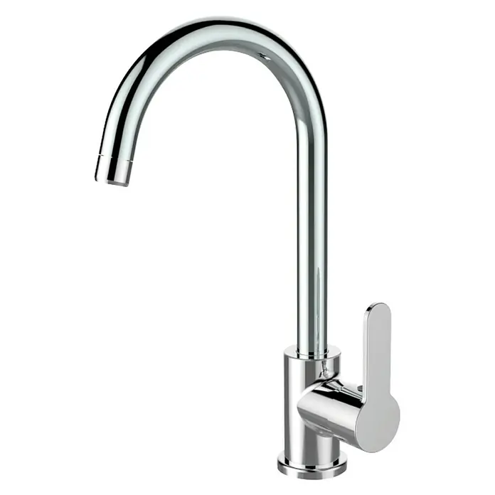 Cosmobath Grifo de cocina Montreal - Cromo, Brillante - Imagen de un grifo elegante y moderno con caño alto y maneta de palanca, perfecto para cocina o baño. Diseño contemporáneo para grifos estilosos.