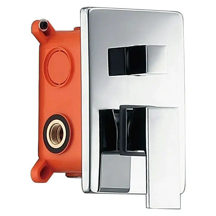 Imex Sistema de ducha empotrado Dublín - Con grifo monomando, Cromo - Grifo empotrado moderno con acabado cromado y cuerpo de montaje naranja para un diseño de baño elegante y funcional.